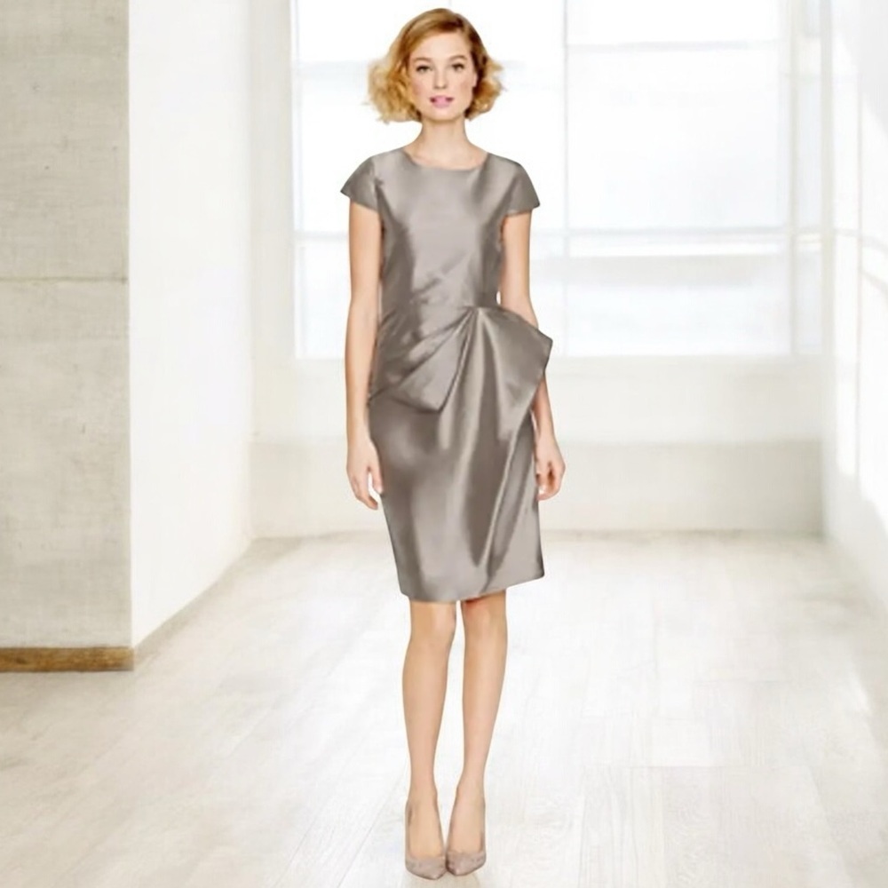 J. Crew Luxurious Gray Dupioni Silk stylish cap sleeves Carson evening Dress NWT
